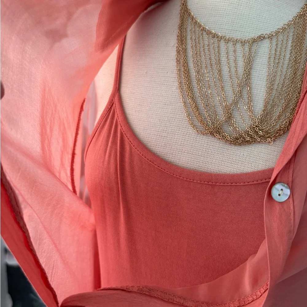 NWT SCANDAL Italy Dress SET flowy Button Melon color fitted mini dress - fits: M